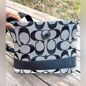 Coach Signature Black and Cream Crossbody Bag